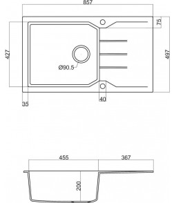 Νεροχύτης Ένθετος Sanitec Ultra Granite 814