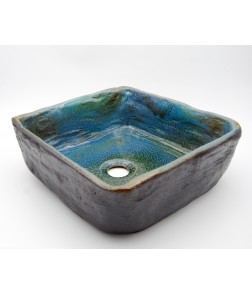 Χειροποίητος Νιπτήρας 4040 ΑΤ Τυρκουάζ Ανθρακί