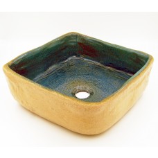 Handmade Washbasin 4040BT Beige-Turquoise
