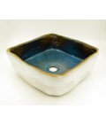 Handmade Washbasin 4040WT Turquoise-White