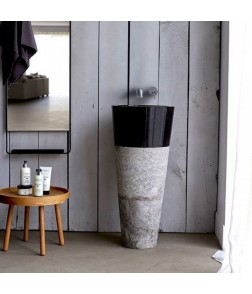 Νιπτήρας Πέτρινος Επιδαπέδιος Raja Μαύρο